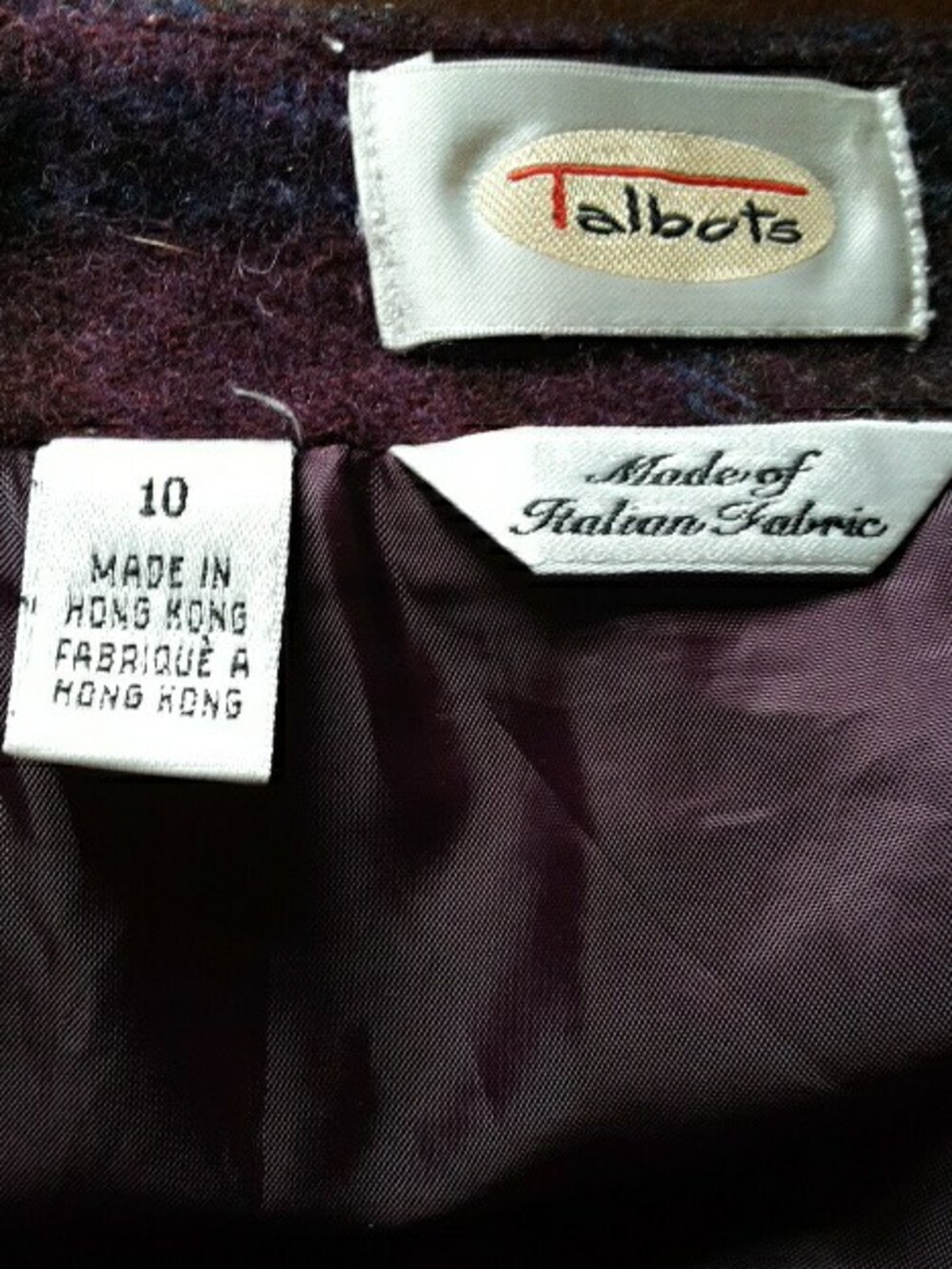 Talbots Plaid Wool Maxi Skirt in Navy and Burgundy, Sz 10 - Picture 2 of 5
